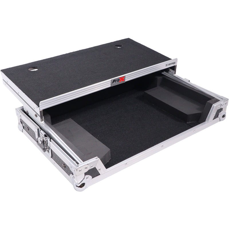 ProX ATA Flight Style Road Case for Pioneer DDJ-400 / DDJ-SB3 with Laptop Shelf (Silver-on-Black)