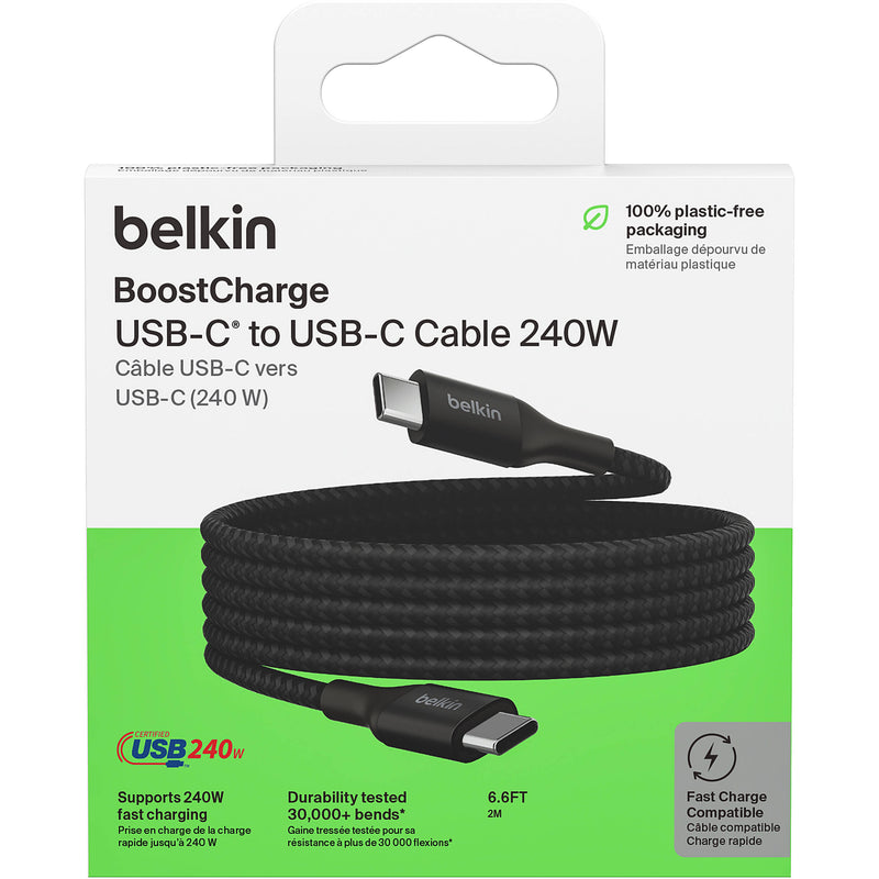 Belkin 6.6' BoostCharge 240W USB-C Cable (Black)