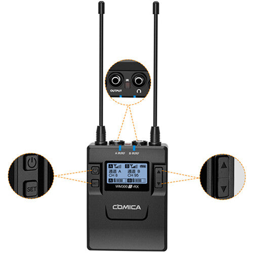 Comica Audio WM-300IIA UHF 2-Person Wireless Lavalier Microphone System (534 to 589 MHz)