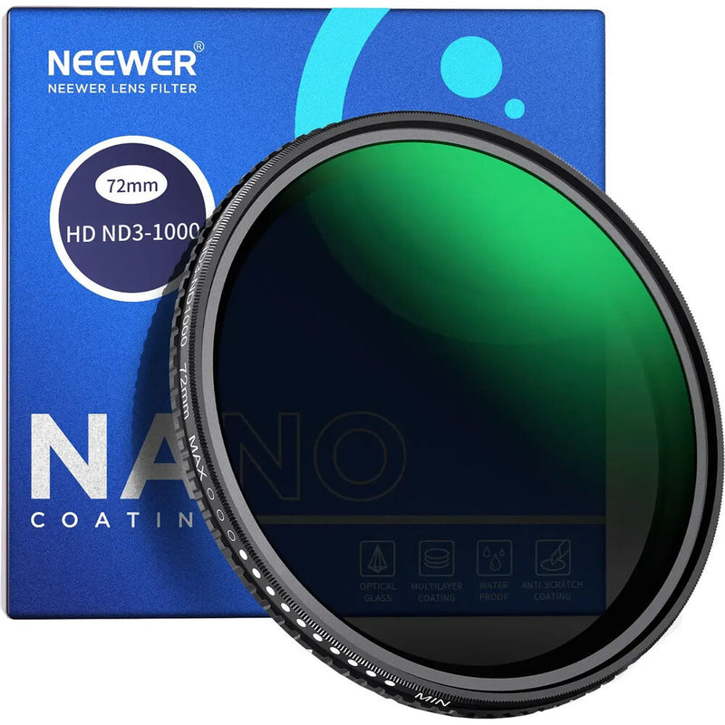 Neewer ND3-ND1000 Variable ND Filter (72mm, 1.5 to 10-stop)