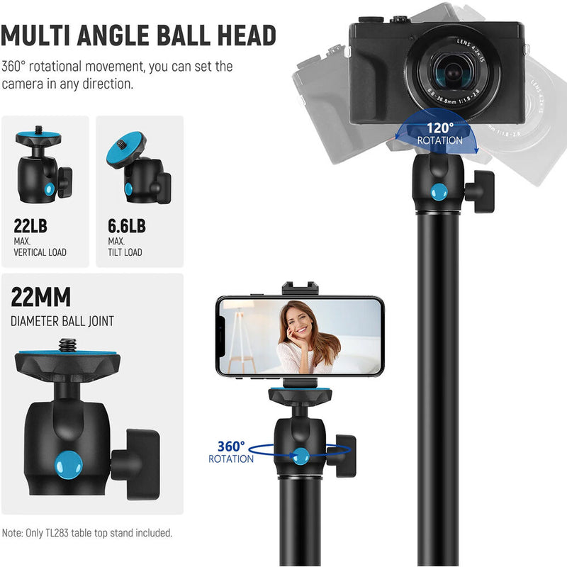 Neewer TL283 Extendable Desk Mount with Ball Head (Black/Blue)