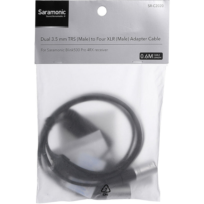 Saramonic SR-C2020 Dual 3.5mm TRS Male to Quad XLR Male Output Cable for Wireless Receivers (23.6")