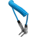 Kondor Blue Coiled 3.5mm Right-Angle TRS Stereo Audio Cable (12 to 24")