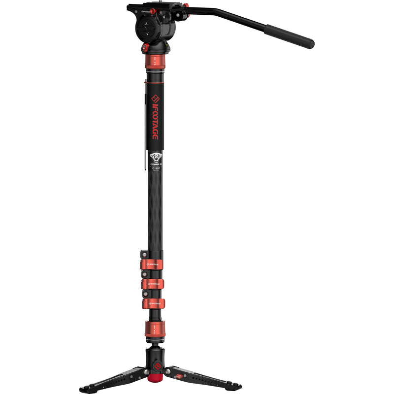 iFootage Cobra 3 Carbon Fiber Monopod with Mini Tripod Base and K5 Fluid Head