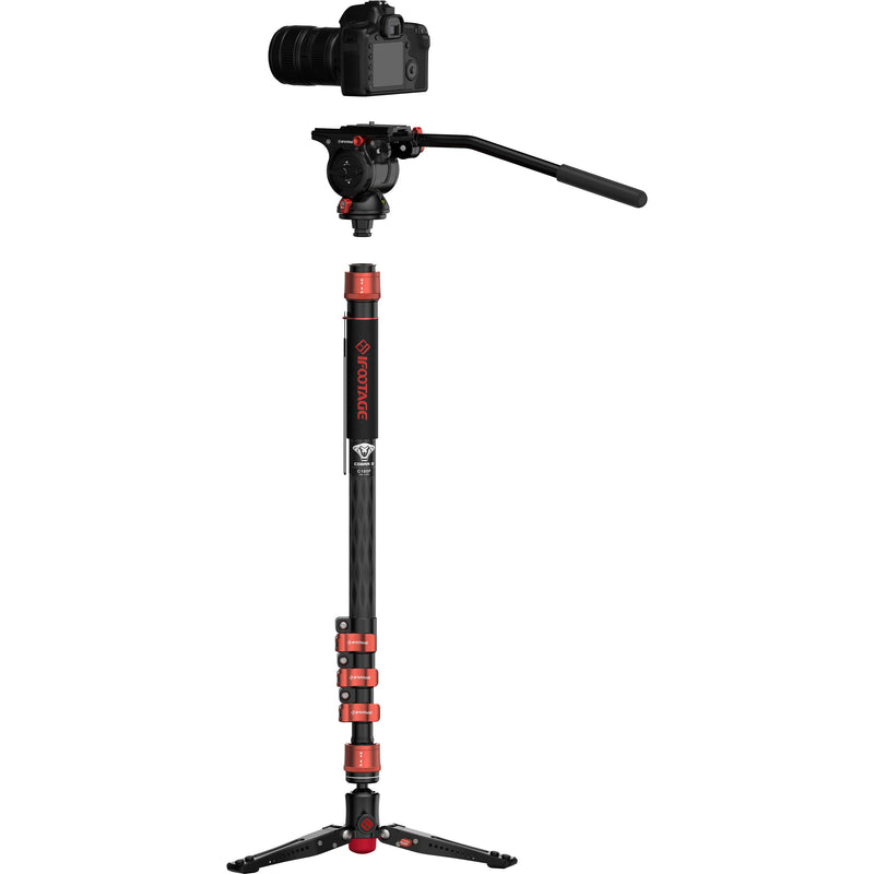 iFootage Cobra 3 Carbon Fiber Monopod with Mini Tripod Base and K5 Fluid Head