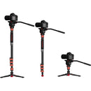 iFootage Cobra 3 Carbon Fiber Monopod with Mini Tripod Base and K5 Fluid Head