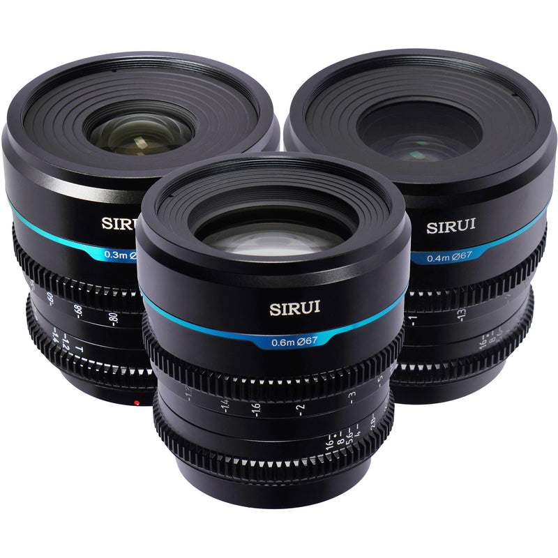 Sirui Night Walker T1.2 S35 Cine 3-Lens Set (E-Mount, Gunmetal Gray)