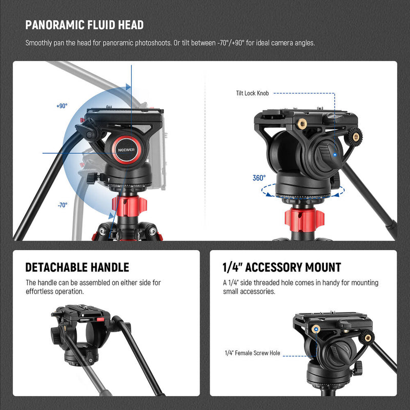 Neewer TP72A Fluid Head Video Tripod & Monopod System