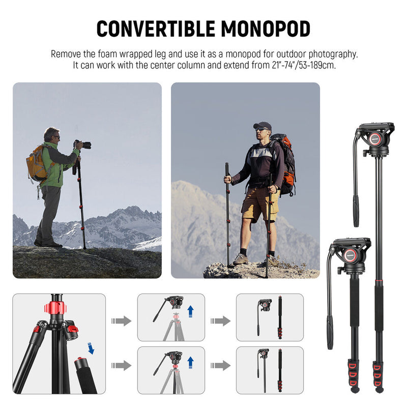 Neewer TP72A Fluid Head Video Tripod & Monopod System