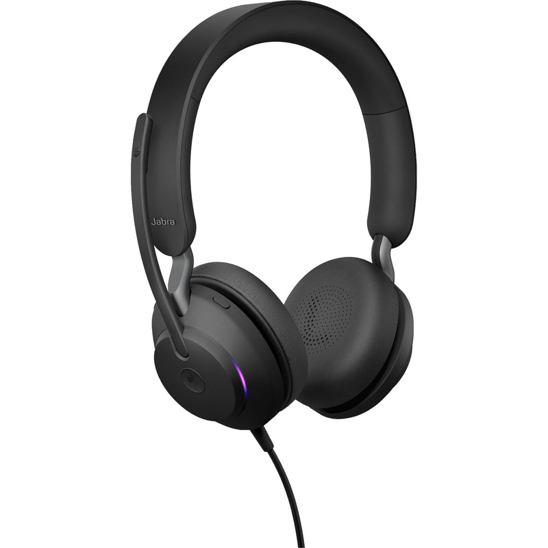 Jabra Evolve2 40 SE Mono Wired On-Ear Headset with Extension Cable (Unified Communications, USB-C, Black)