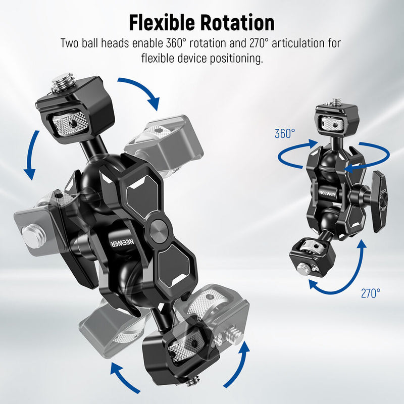 Neewer Flexible Articulating Magic Arm with Dual Ball Heads & 1/4"-20 & 3/8"-16 Screws