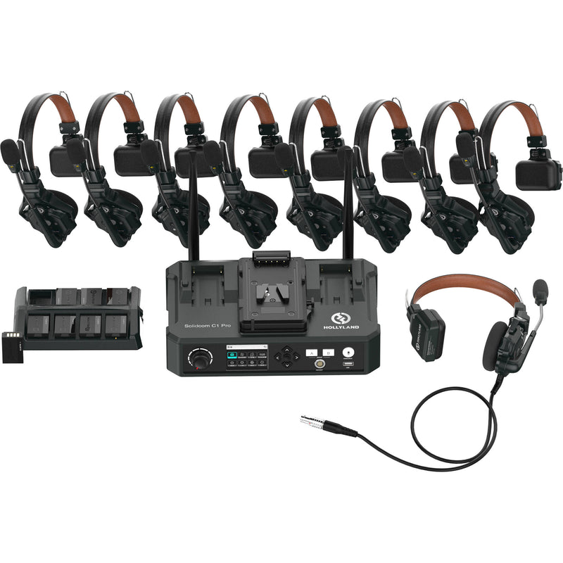 Hollyland Solidcom C1 Pro-Hub8S ENC 9-Person Full-Duplex Wireless Intercom System with Hub (1.9 GHz)