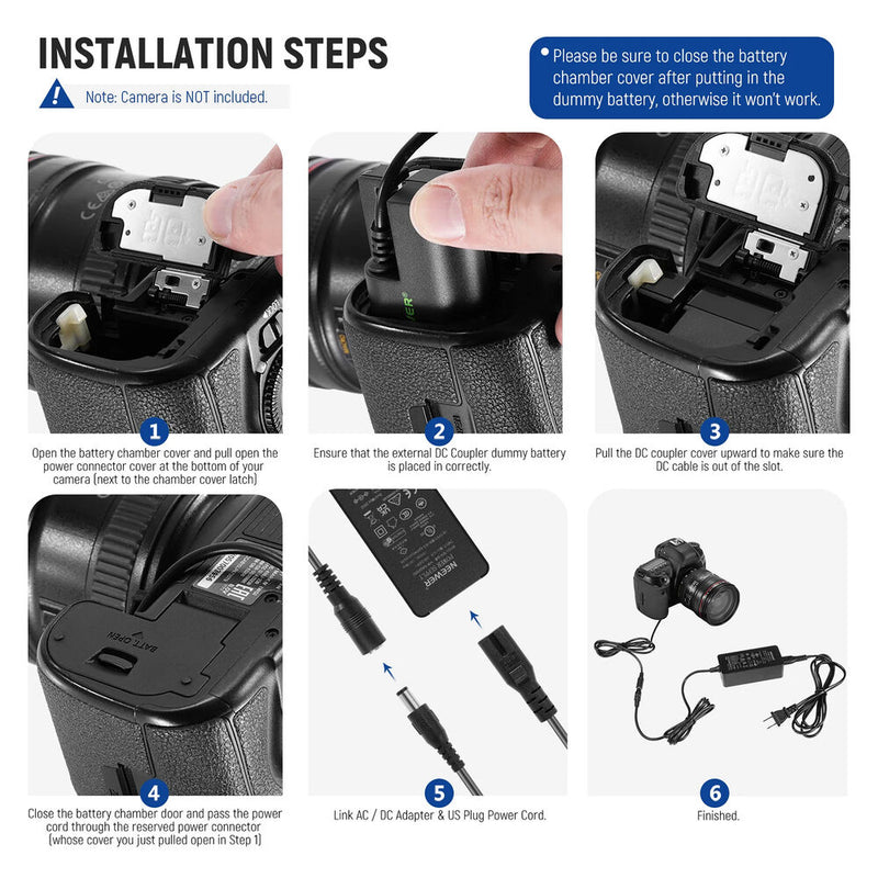 Neewer LP-E6 Dummy Battery and Power Adapter Kit