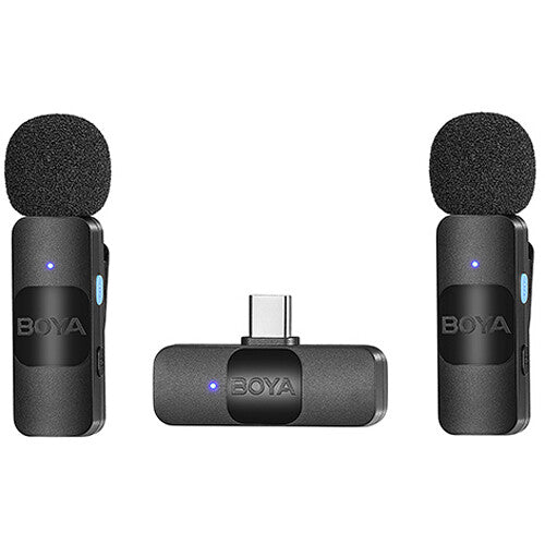 BOYA BY-V20 Ultracompact 2-Person Wireless Microphone System with USB-C Connector for Mobile Devices (2.4 GHz)