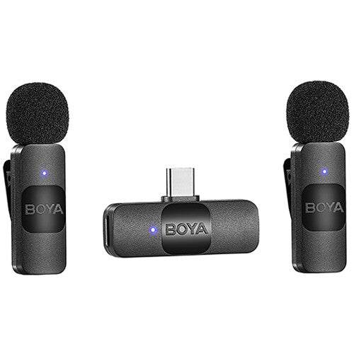 BOYA BY-V20 Ultracompact 2-Person Wireless Microphone System with USB-C Connector for Mobile Devices (2.4 GHz)