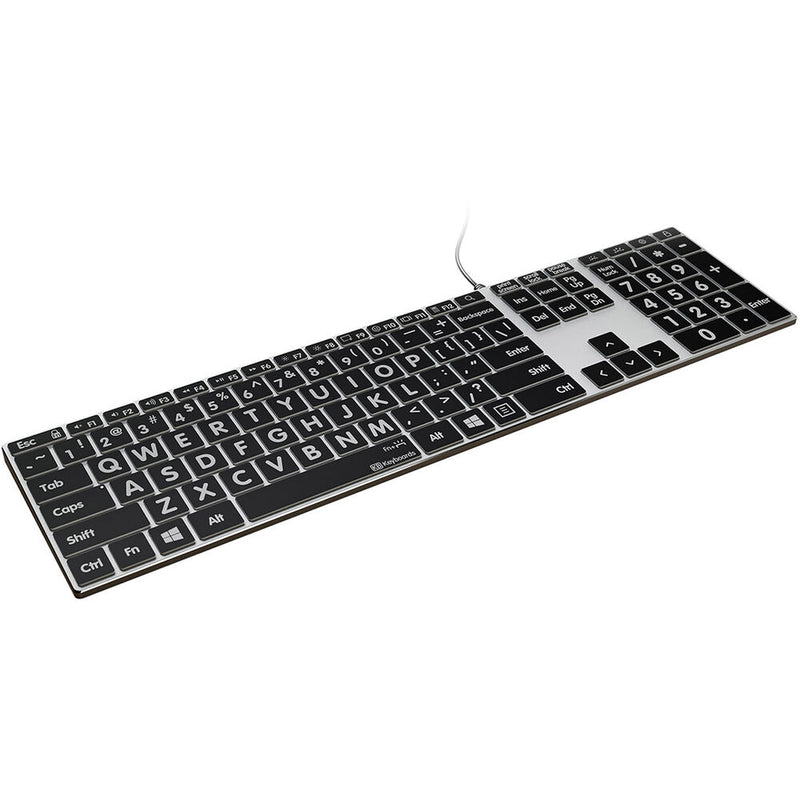 KB Covers Large Print Backlit Pro Aluminum Keyboard for Windows