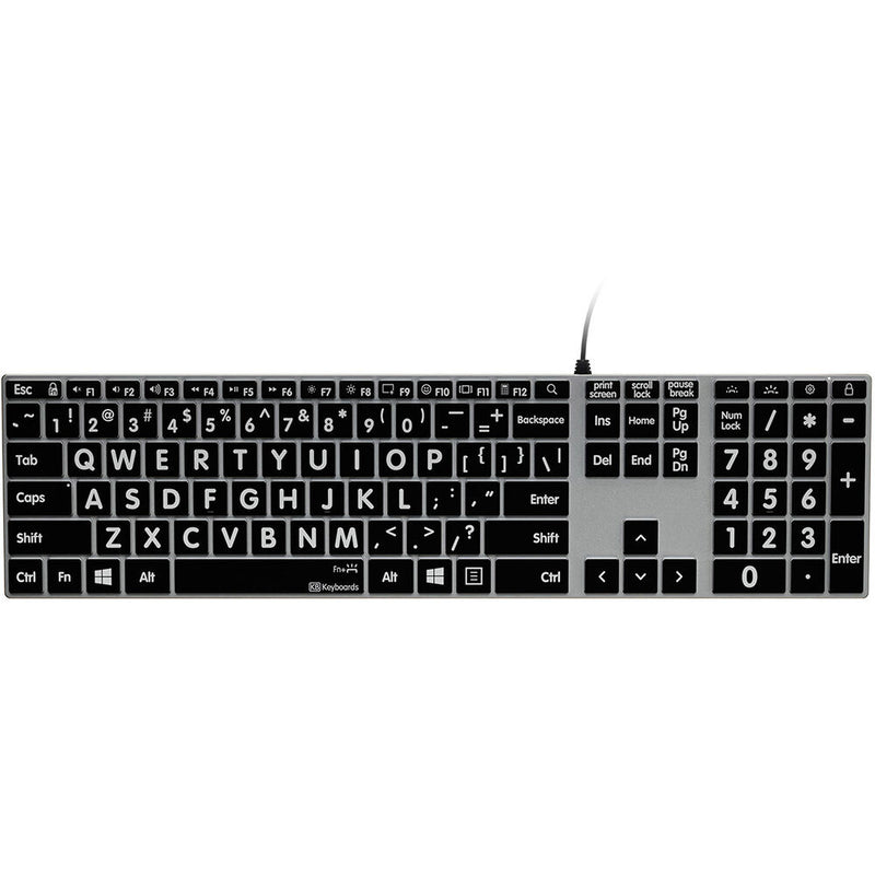 KB Covers Large Print Backlit Pro Aluminum Keyboard for Windows