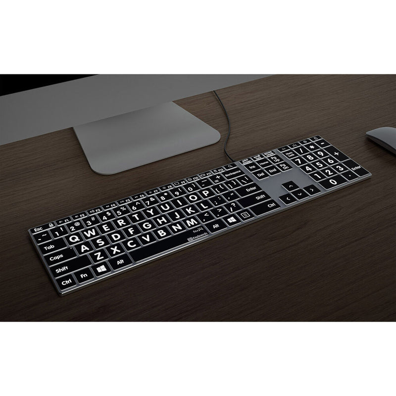 KB Covers Large Print Backlit Pro Aluminum Keyboard for Windows