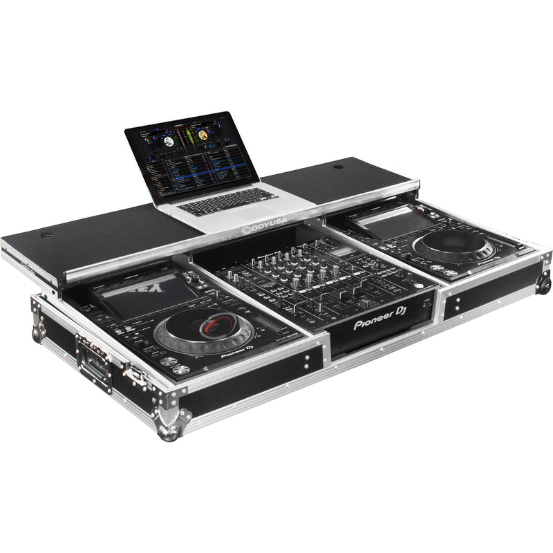 Odyssey Glide-Style DJ Coffin Flight Case with Wheels for DJM-A9 / CDJ-3000 or Similar Size Gear (Black with Silver Hardware)