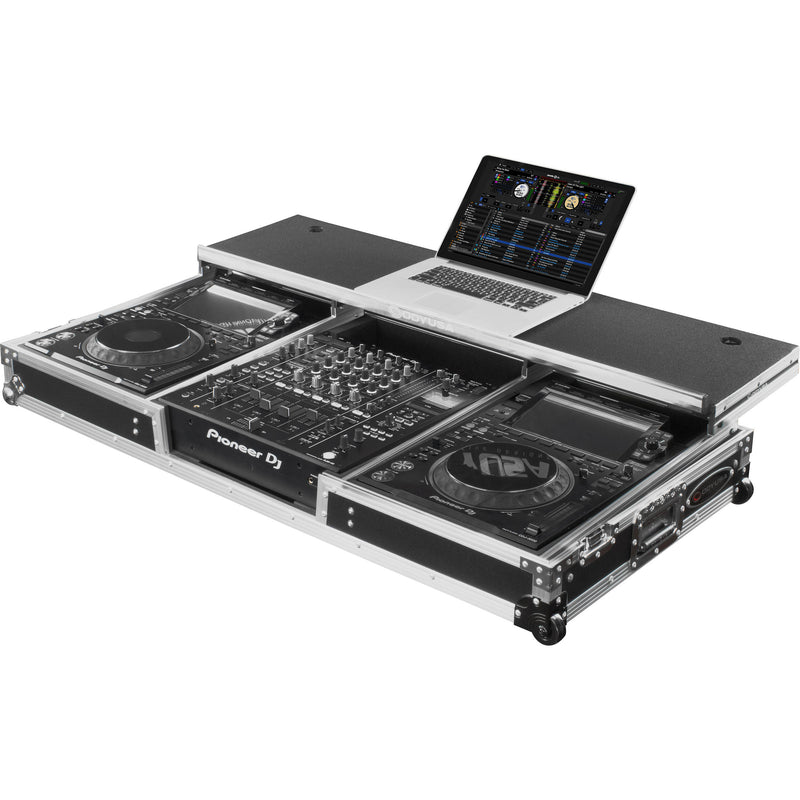 Odyssey Glide-Style DJ Coffin Flight Case with Wheels for DJM-A9 / CDJ-3000 or Similar Size Gear (Black with Silver Hardware)