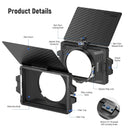 Neewer Mini Matte Box with Two 4 x 5.65" Filter Trays and 67/72/77/82 Adapter Rings