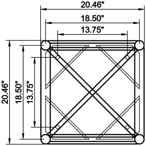 Global Truss 20.5" End Plate Square Truss Straight Segment (10')