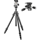 Gitzo GK2542-82QD Mountaineer Series 2 Carbon Fiber Tripod with Center Ball Head & GHF3W 3-Way Fluid Head (Special 50th Anniversary Kit)