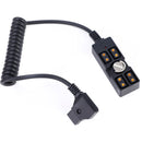 DigitalFoto Solution Limited Coiled Male D-Tap to 4-Port Female D-Tap Splitter with 1/4"-20 Screw (1.6 to 3.2')