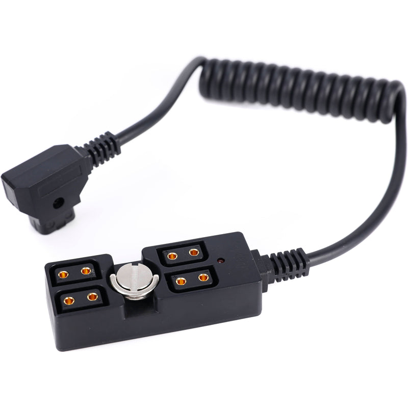 DigitalFoto Solution Limited Coiled Male D-Tap to 4-Port Female D-Tap Splitter with 1/4"-20 Screw (1.6 to 3.2')