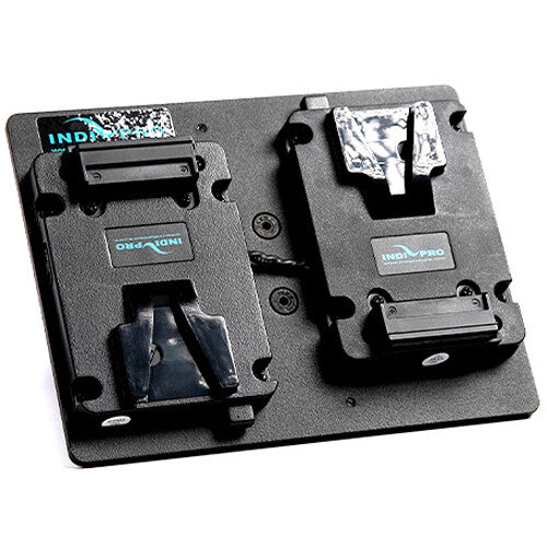 IndiPRO Tools Dual Battery Adapter Plate with 4-Pin XLR Output & Locking Clamp (V-Mount)