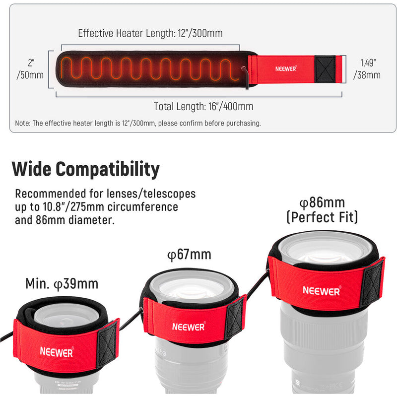 Neewer 15.7" USB Lens Heater for Camera & Telescope Lenses