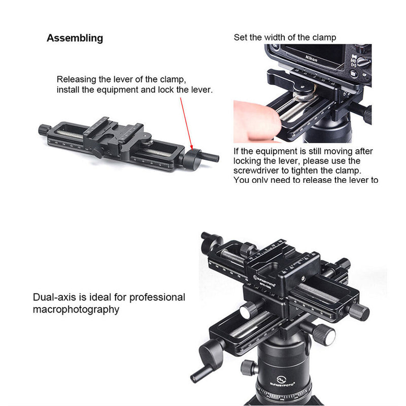 Sunwayfoto Macro Focusing Rail with Lever-Lock Clamp