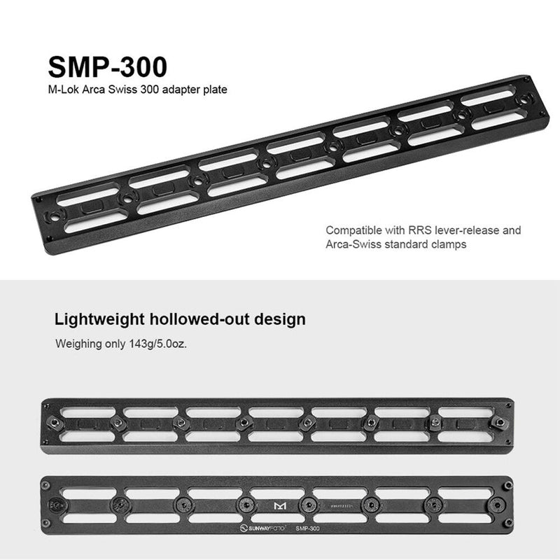 Sunwayfoto SMP-300 M-LOK Rail Arca-Type Adapter Plate (11.8")