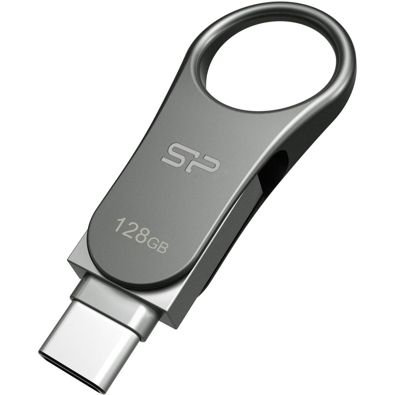 Silicon Power 128GB Mobile C80 USB 3.2 Gen 1 Dual Flash Drive (Titanium)