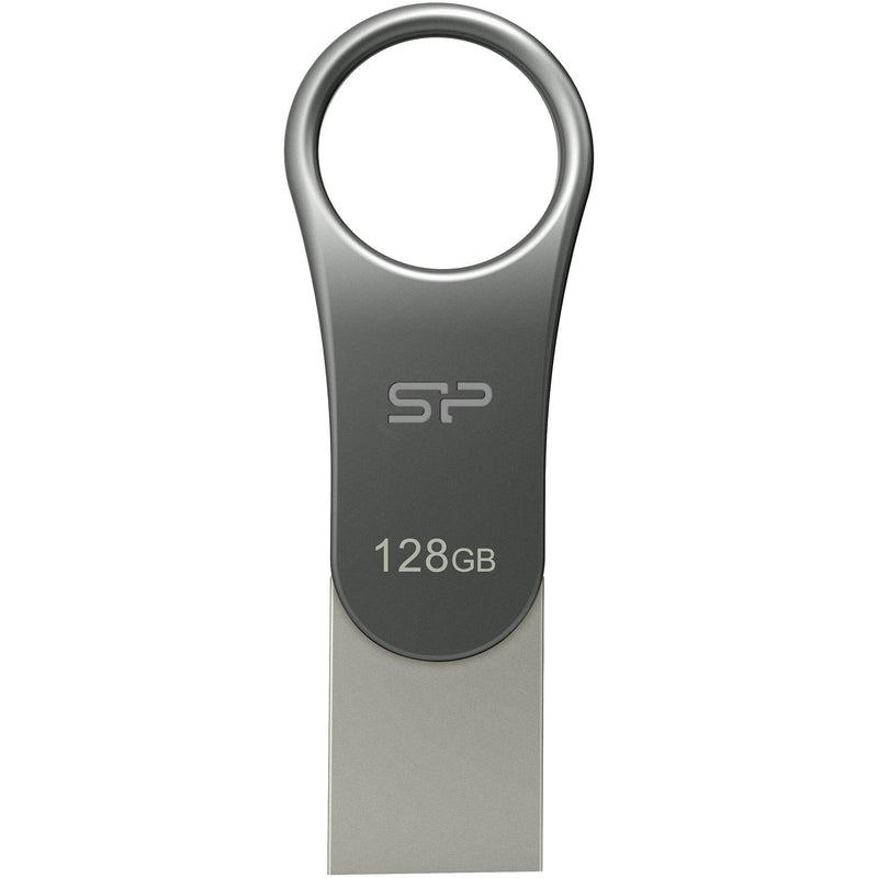 Silicon Power 128GB Mobile C80 USB 3.2 Gen 1 Dual Flash Drive (Titanium)