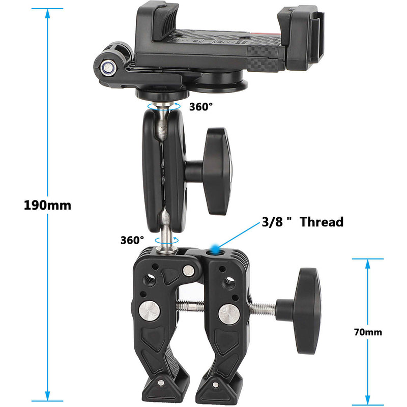 CAMVATE Smartphone Mount with Super Clamp & Mini Magic Arm