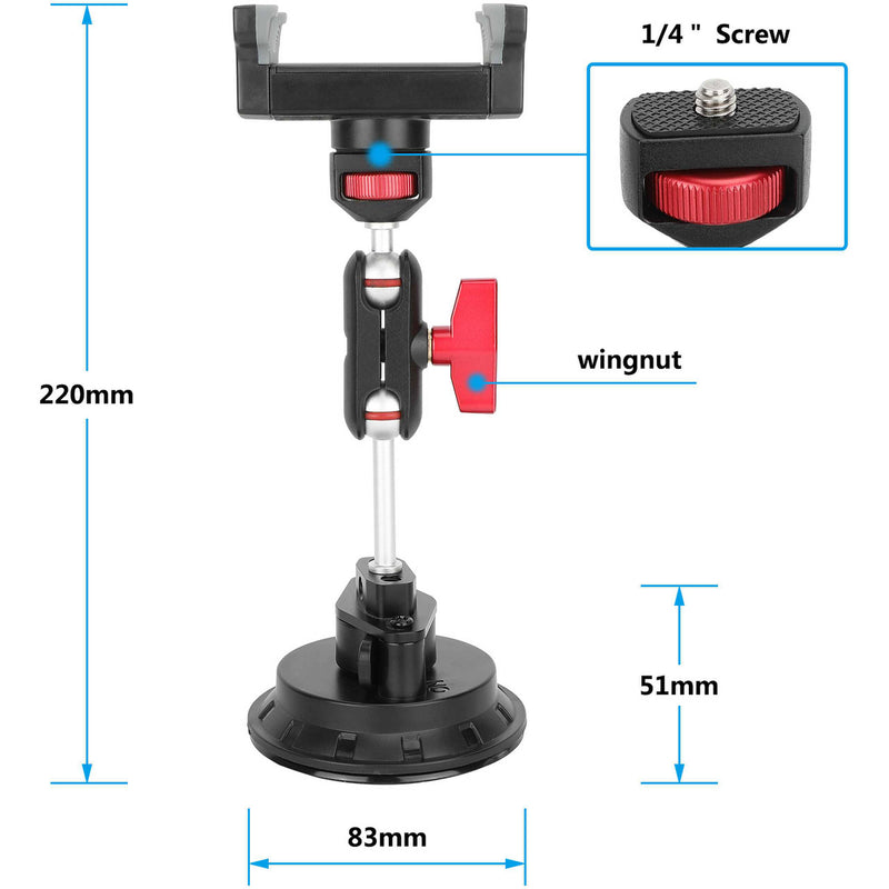 CAMVATE Smartphone Mount with Dual Ball Head Suction Cup