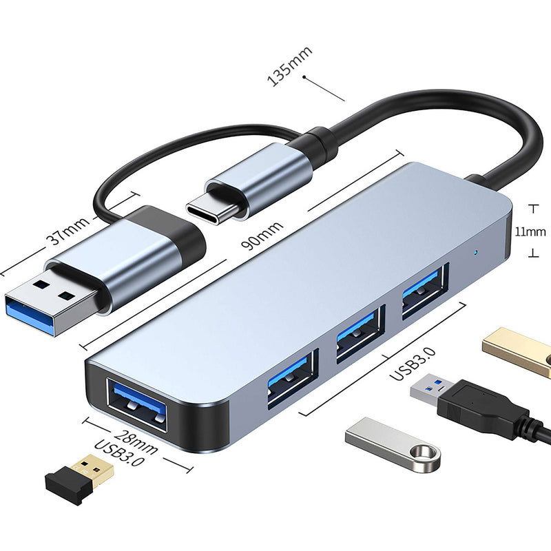 CAMVATE 4-Port USB-A Hub (Silver)