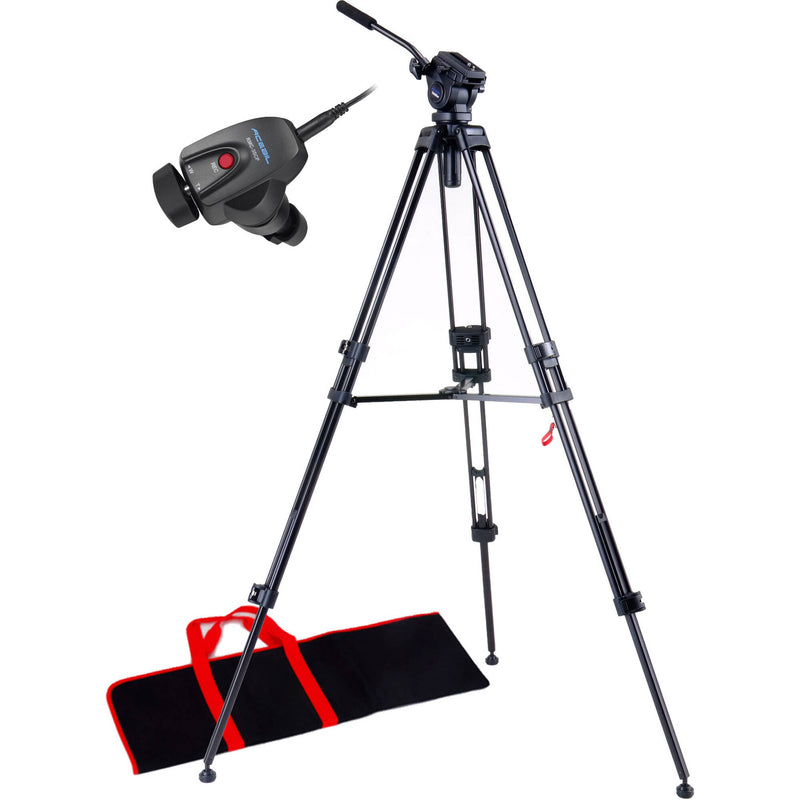 Acebil i-605DX Prosumer Tripod System with RMC-3SCP(N) LANC Zoom Controller Kit