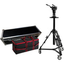 Acebil Pedestal PD3800 with Carrying Case, D5 Dolly, CH9 Head & Dual Pan Bars