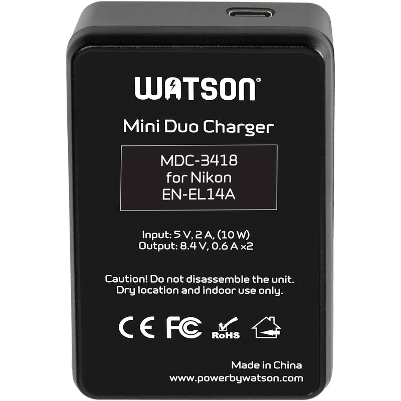 Watson Mini Duo USB-C Charger for Nikon EN-EL14 Batteries