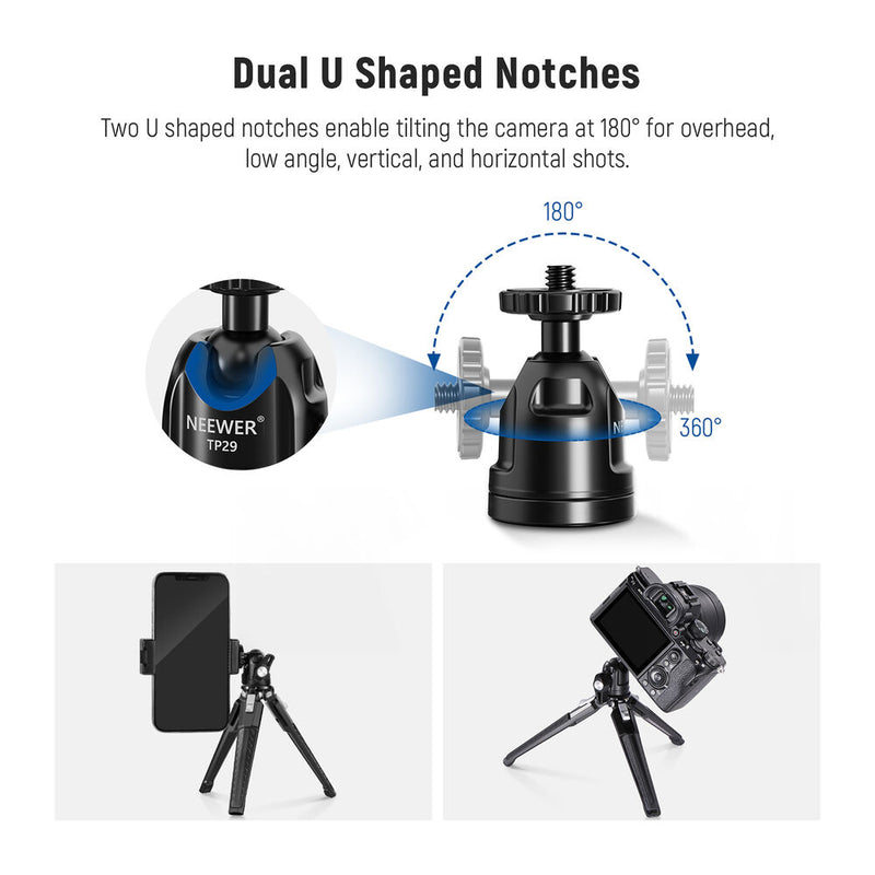 Neewer TP29 Metal Tabletop Mini Tripod with Ball Head