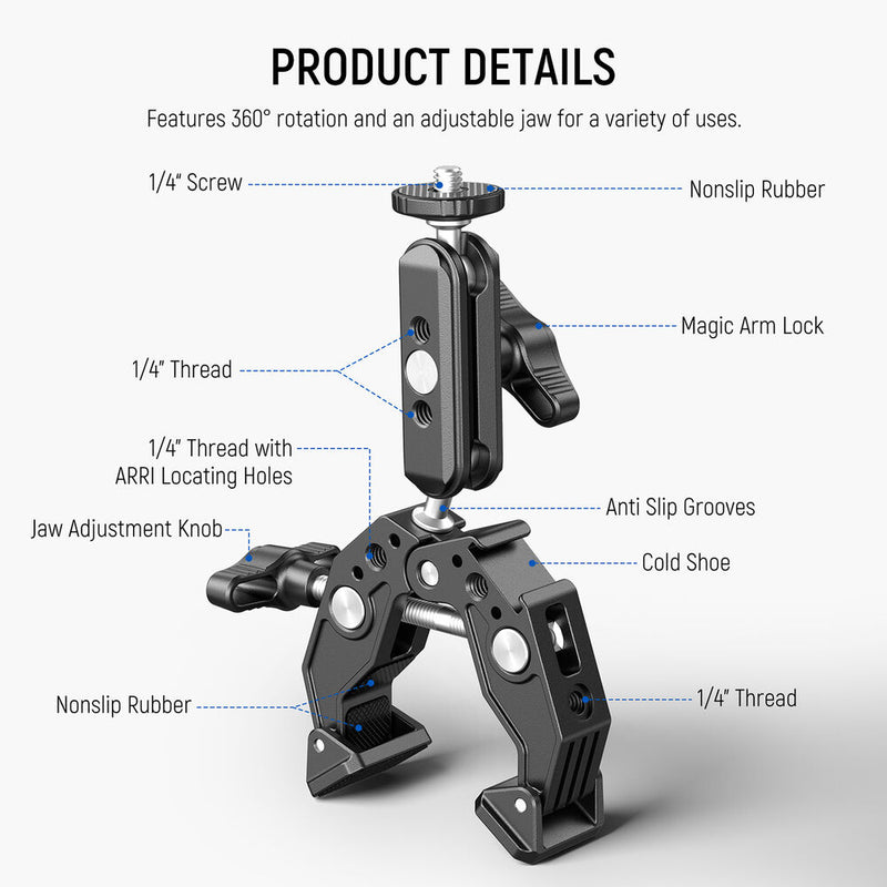 Neewer ST83 Super Clamp with Dual Ball Head Magic Arm