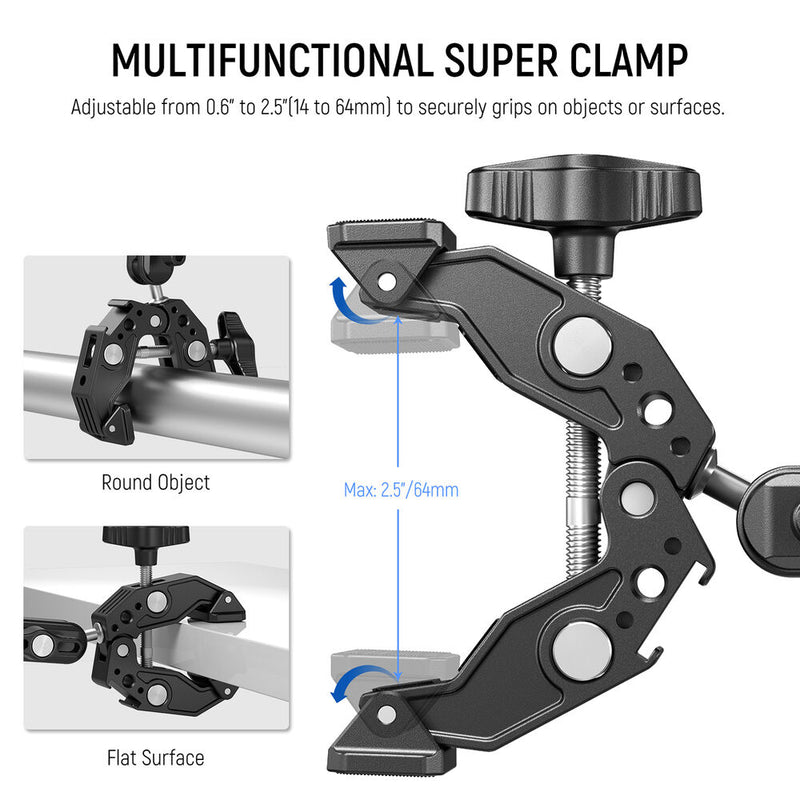 Neewer ST83 Super Clamp with Dual Ball Head Magic Arm