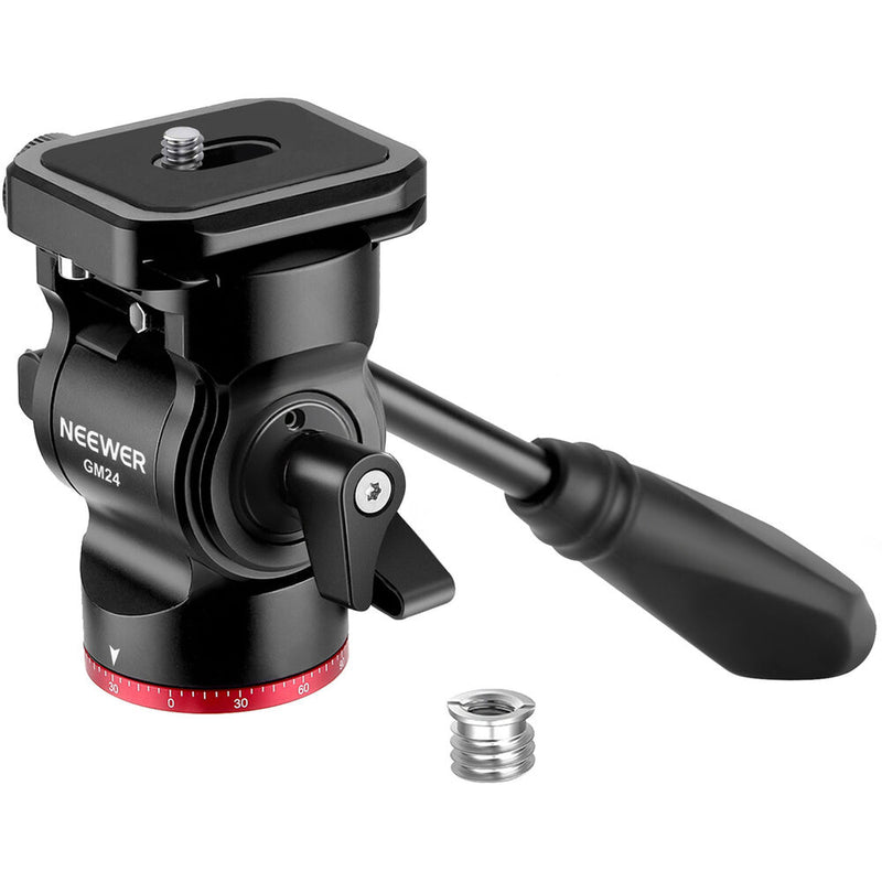 Neewer Upgraded GM24 Metal Fluid Tripod Head (Black/Red)