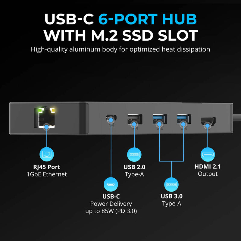 Sabrent USB-C 6-Port Hub with M.2 SSD Slot