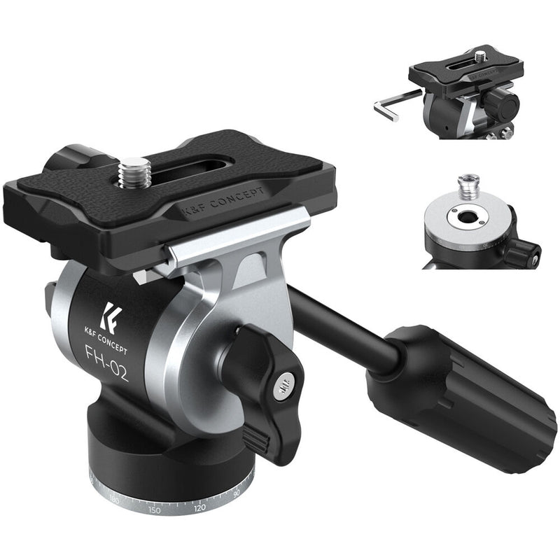 K&F Concept FH-02 Video Fluid Head (Black/Gray)