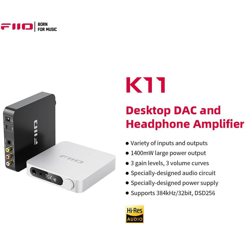 FiiO K11 Desktop USB DAC and Headphone Amplifier (Black)