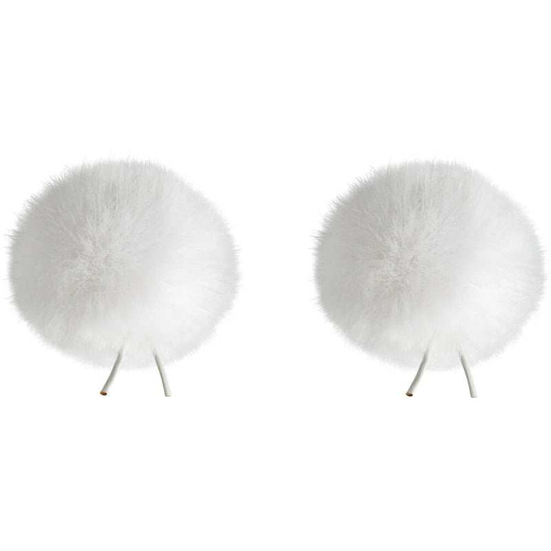 Bubblebee Industries Twin Windbubbles Miniature Imitation-Fur Windscreen Set (Lav Size 2, 35mm, White)