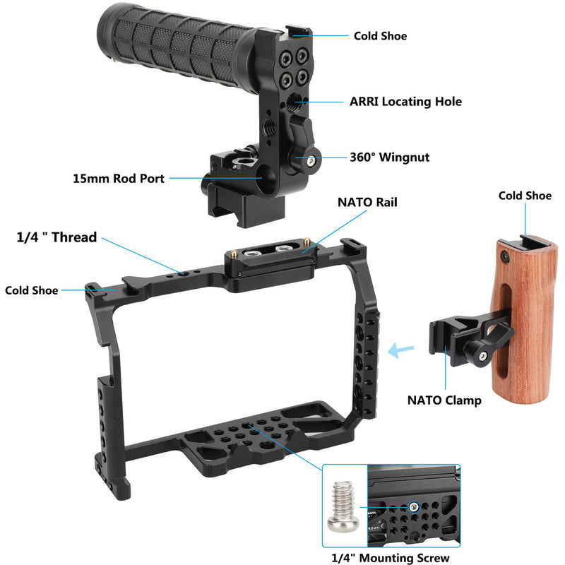 CAMVATE Camera Cage with NATO Top & Side Handles for Panasonic GH6